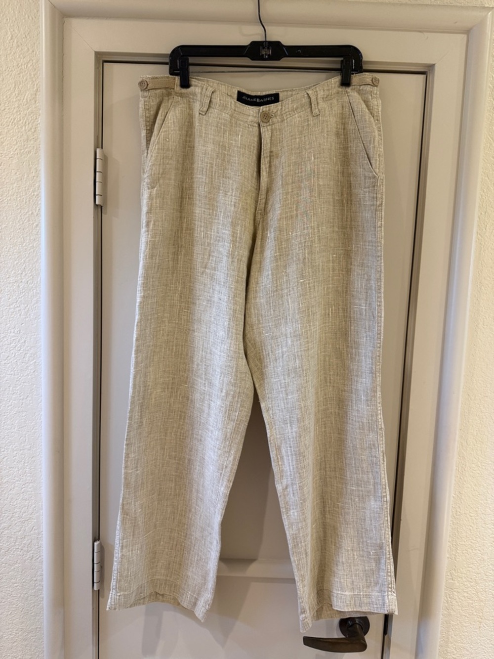 Jhane Barnes Beige Linen-Blend Chinos